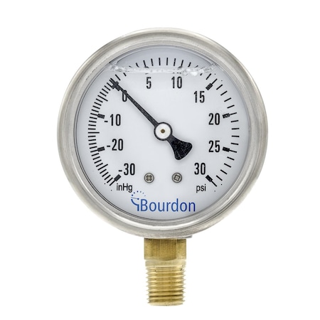 Bourdon 2.5 in. -30HG/15 PSI 1/4 in.NPT LM MAX3-D51.H73